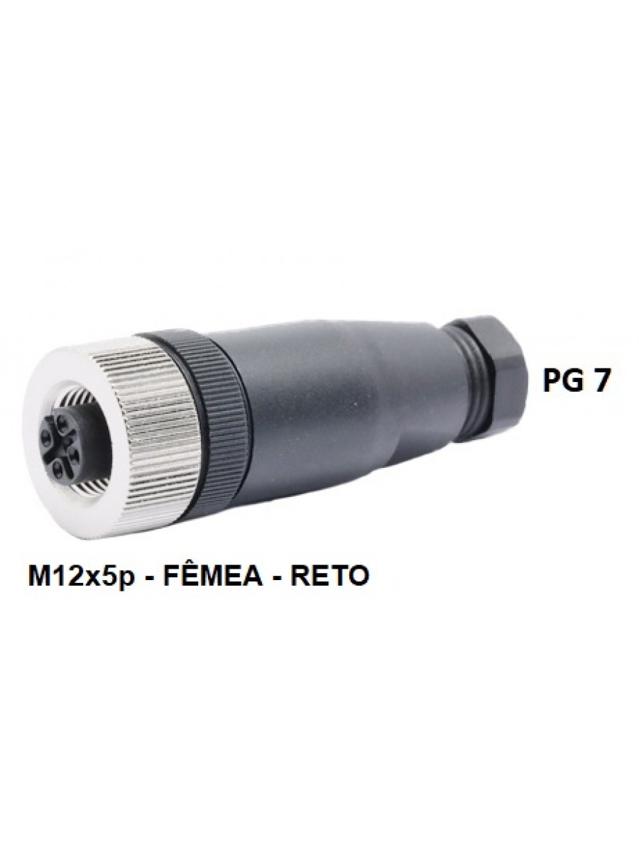 Conector fêmea montável M12 reto 5 pin PG7 - #1430008