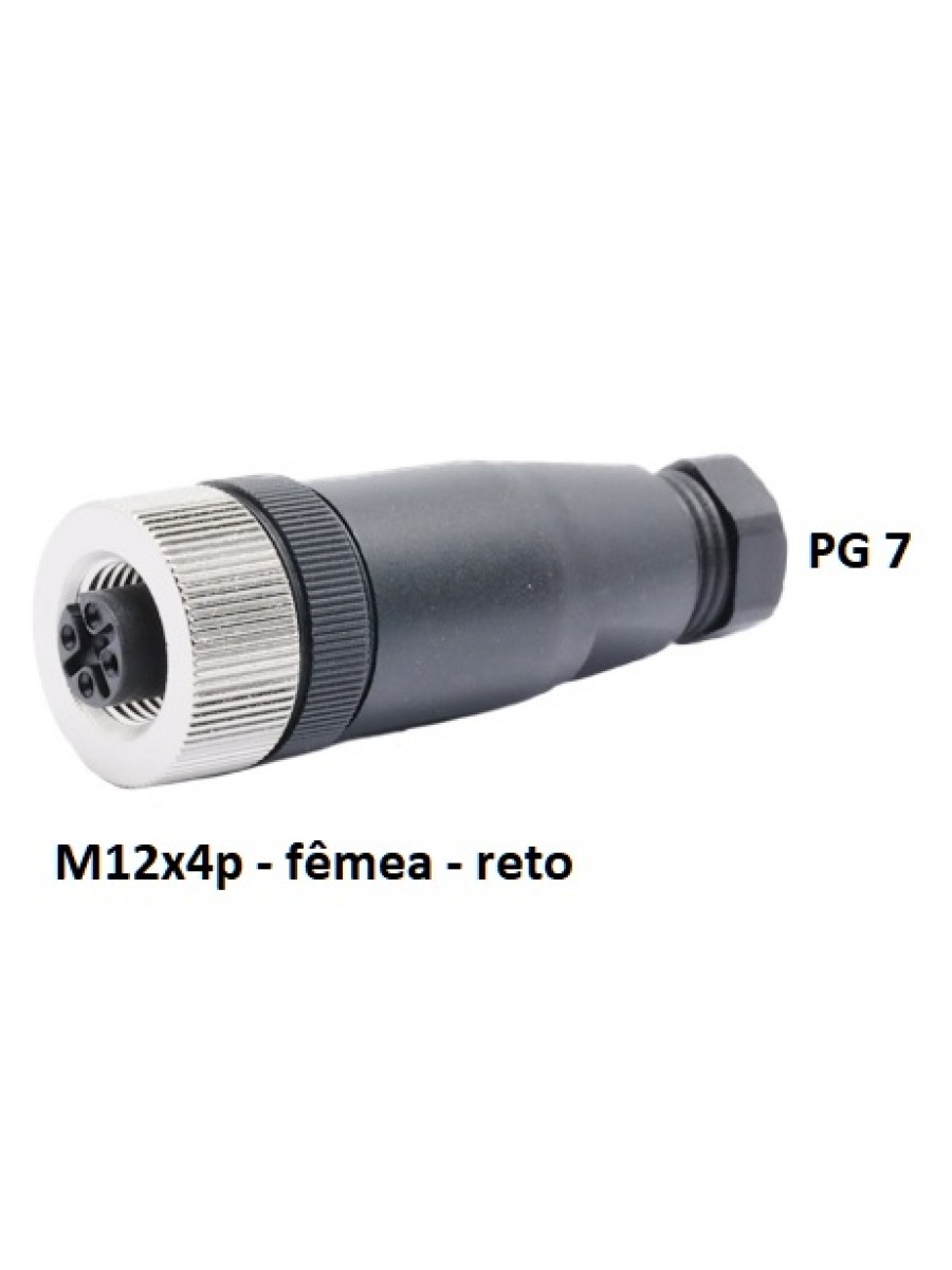 Conector fêmea montável M12 reto 4 pin PG7 - #1430006