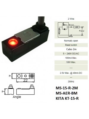 Sensor Magnético MS-15-R-2M