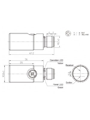 Sensor Fotoelétrico Difuso - MS-PSM-BC40DPBR-E2 - #820096
