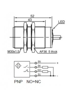 Sensor indutivo faceado – MS-LR30XBF15-DPRY 
