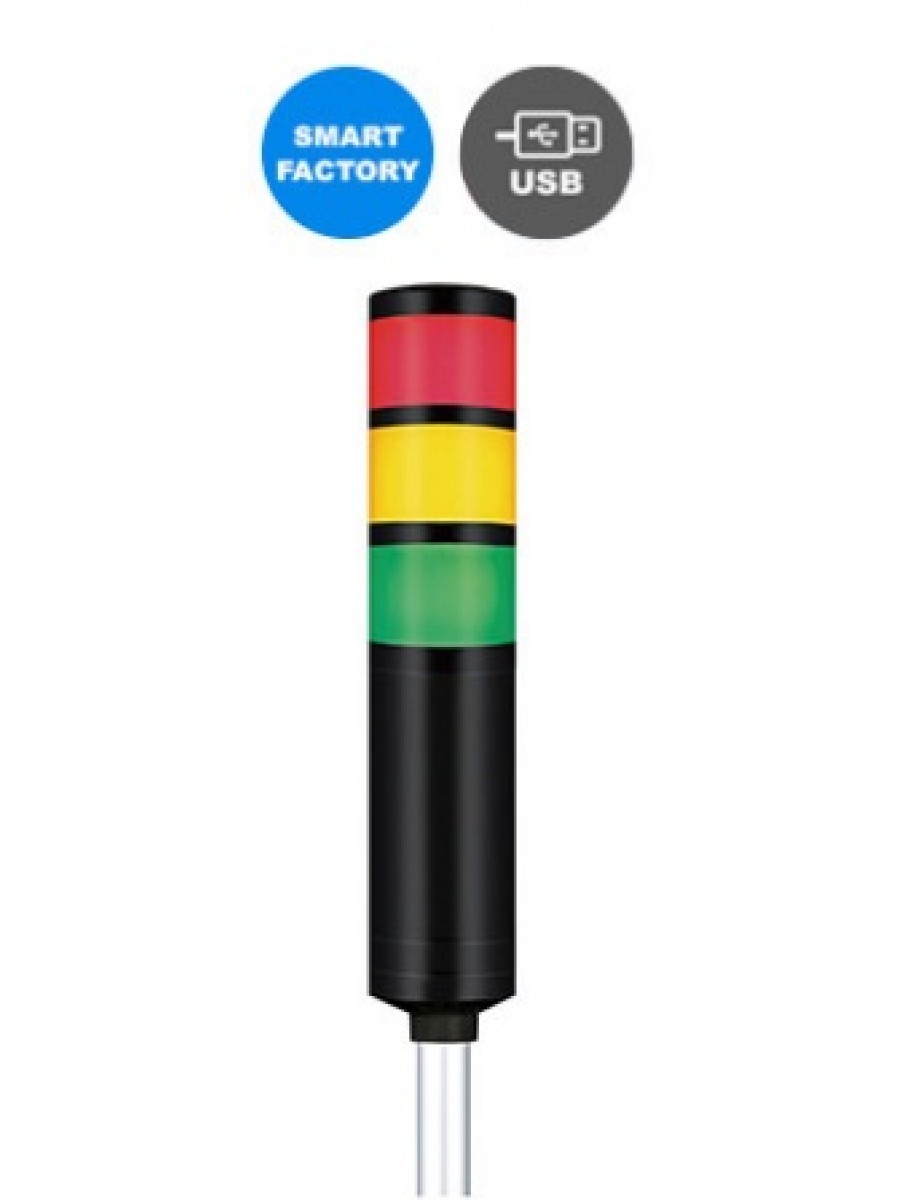 Torre de Sinalização Modular LED com sonoro 60mm QTR60L-USB-BZ-3-RAG