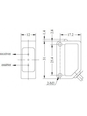 Sensor fotoelétrico retangular barreira MS-PK3-5P