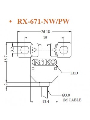 Sensor fotoelétrico, micro U-shape MS - RX-671-PW