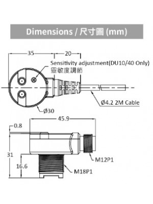 Sensor fotoelétrico Difuso MS-PTQ18-DU40-P - #3281