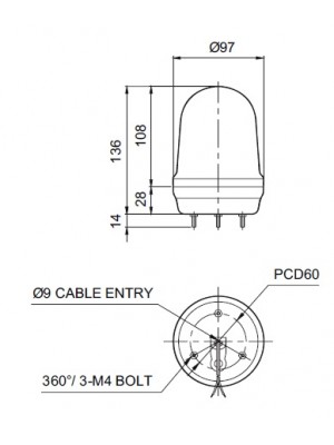 Sinaleiro LED com sonoro MFL100-BZ-AC110/220V-R